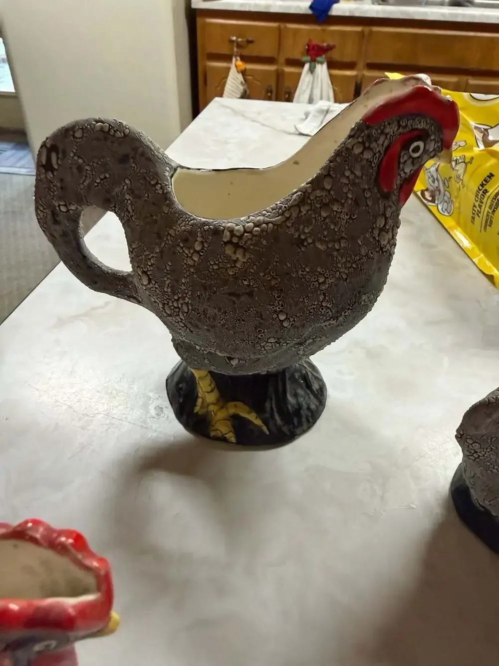 Vintage Applause Speckled Rooster & Hen Cream and Sugar Set